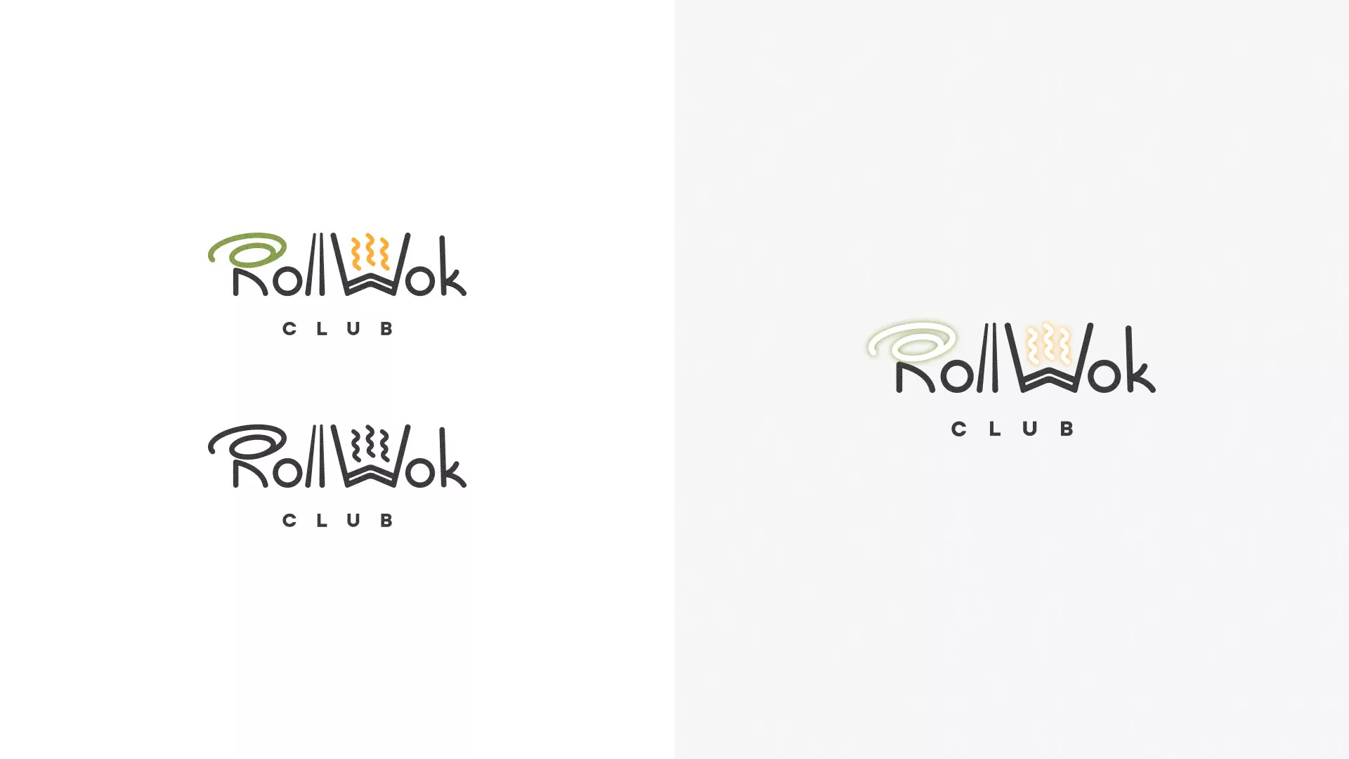 Разработка логотипа и фирменного стиля суши-бара «Roll Wok Club» в Марксе