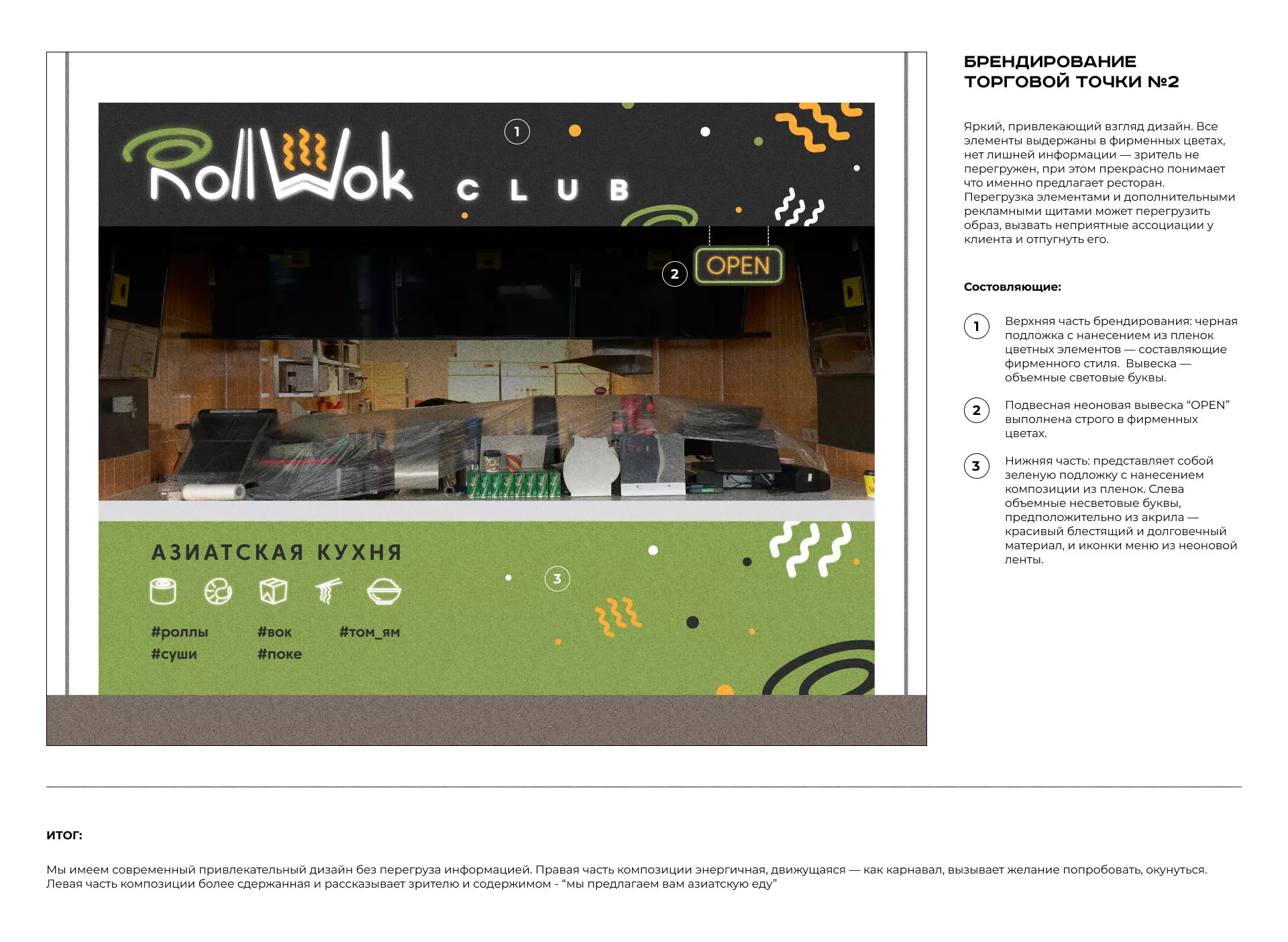 Брендирование торговых точек суши-бара «Roll Wok Club» в Марксе